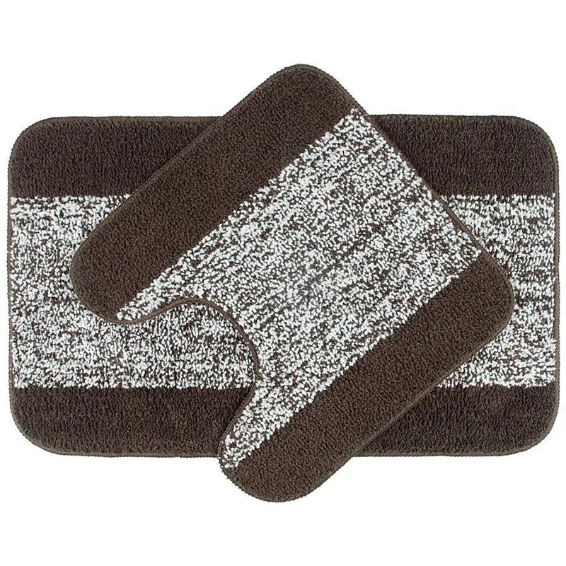 Marvis Anti Skid Bath Mat & Contour Mat (Brown)- Two Piece Set media 3