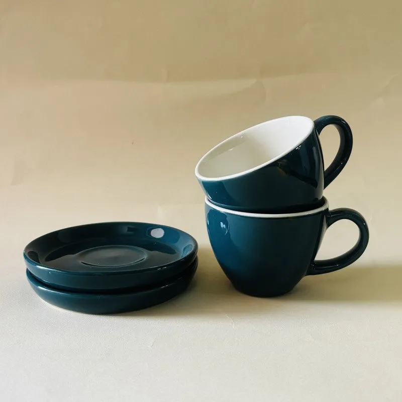 Ceramic Cup & Saucer (Deep Green/180 mL Each) - Set of Two media 6