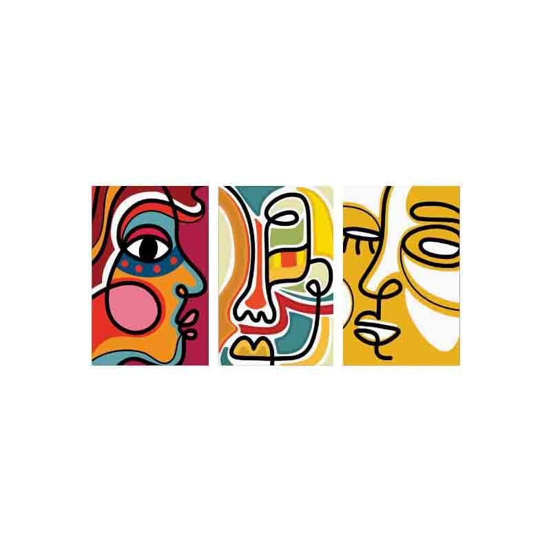 Many Faces Poly Canvas Wall Art - Set of Three media 5