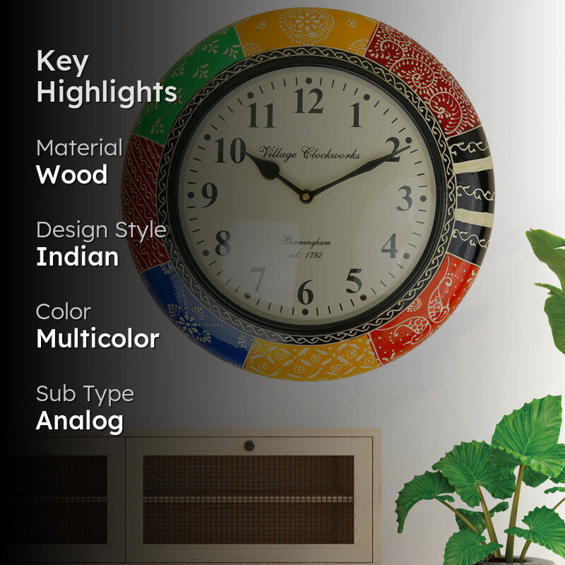 Timeless Tints Hand Painted Wood Wall Clock media 2