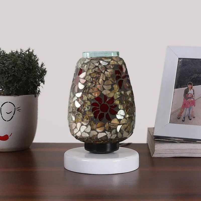 Luxomia Mosaic Glass Table Lamp With Wooden Base - Multicolor media 4