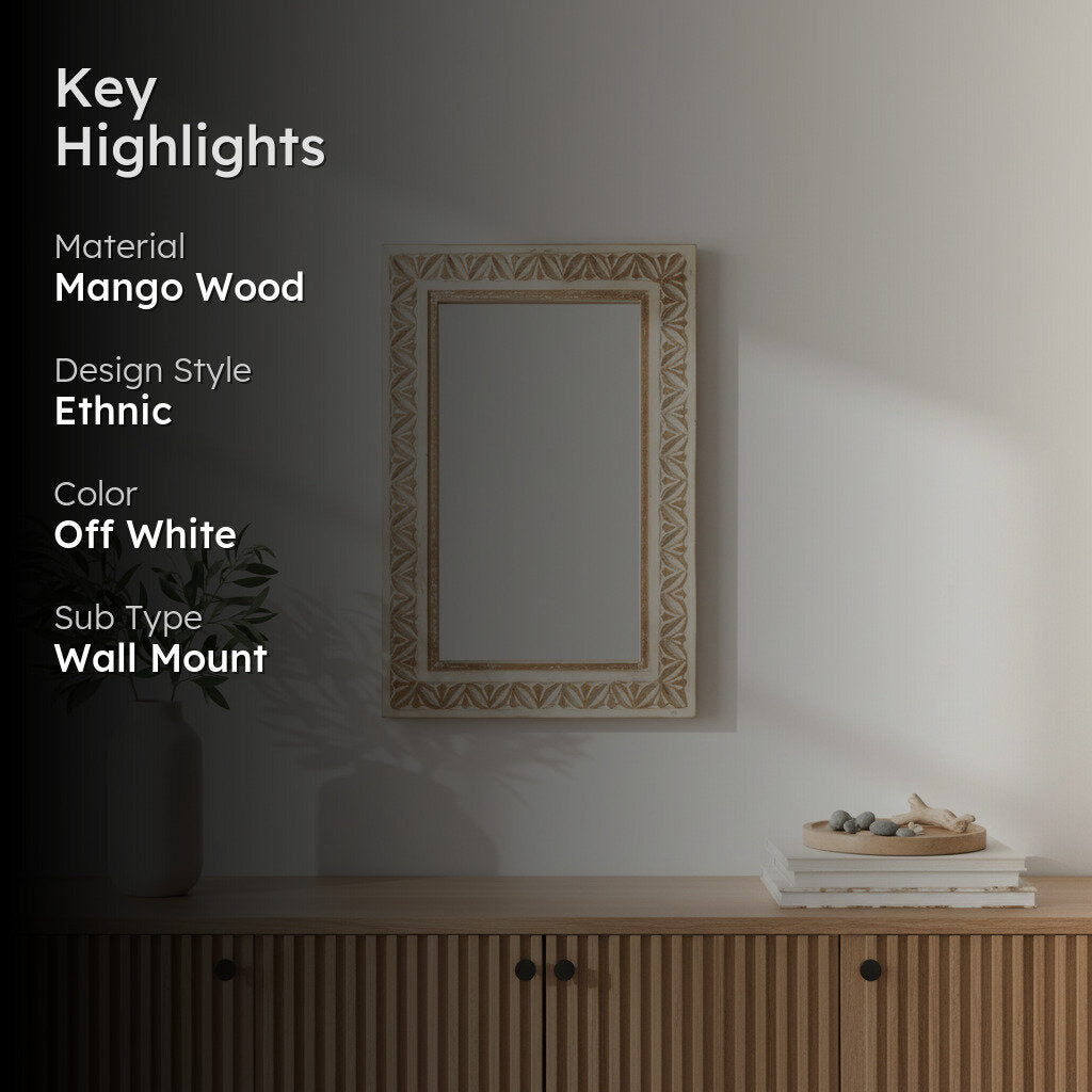 Zyvra Mango Wood Wall Mirror media 2