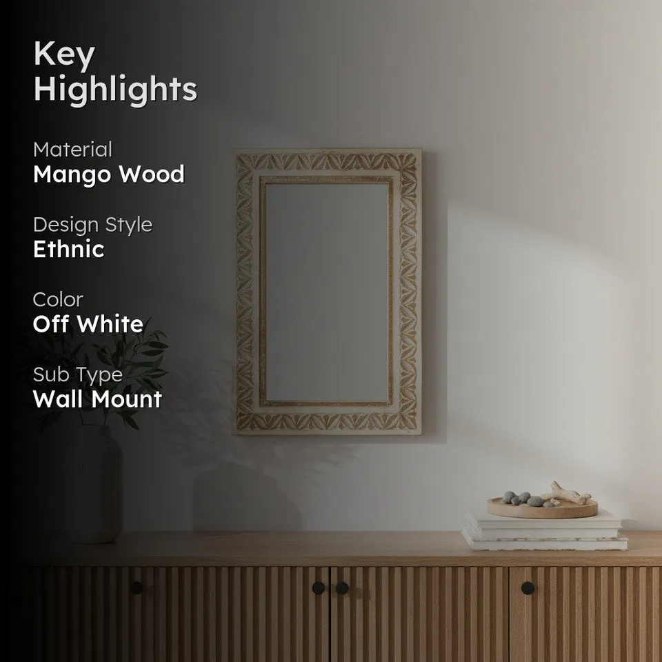Zyvra Mango Wood Wall Mirror media 2