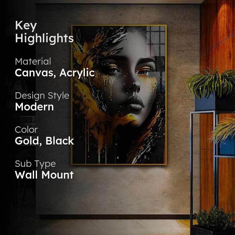 Gilded Silence Modern Canvas Wall Art With Frame - Gold media 2