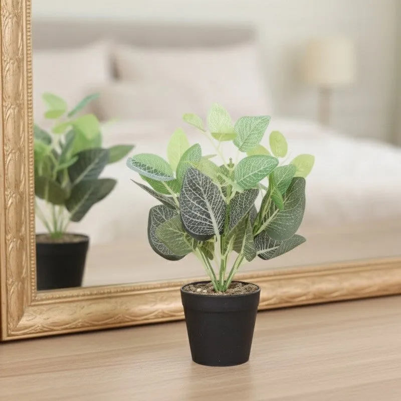 Artificial Nerve Plant With Black Fiber Pot (White,Green) - 0.9 Feet media 5
