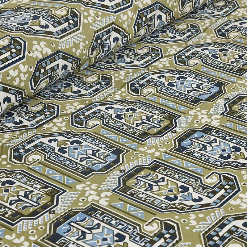 Mikaya Shine Cotton Bedsheet (Green,Blue) - 180 TC media 5