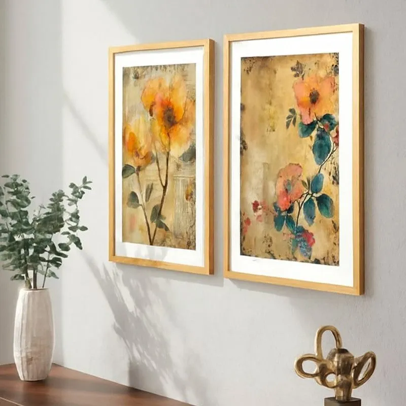 Brushed Flora Wall Art With Frame - Set Of Two media 3