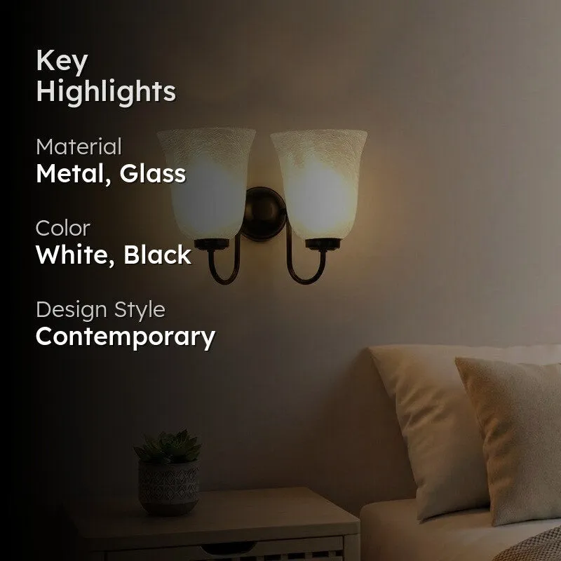 Crystal Bloom Twin Shade Glass Wall Lamp media 2