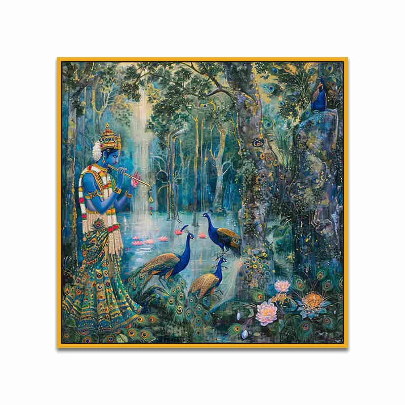 Mayura Lake Canvas Wall Art With Frame media 4