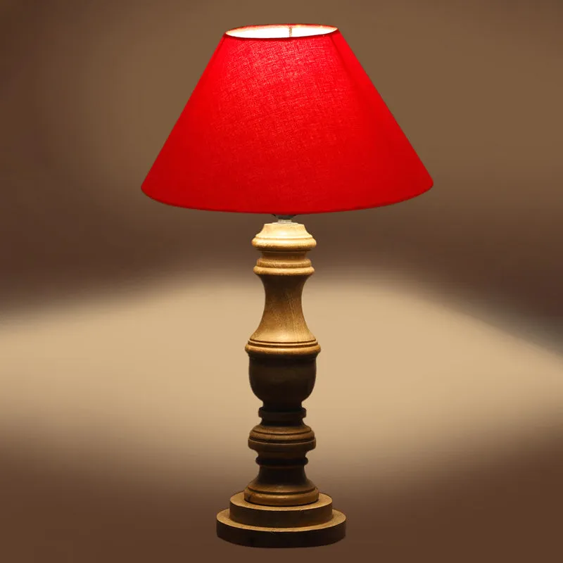 Cotin II Carve Wooden Table Lamp - Red,Brown media 5