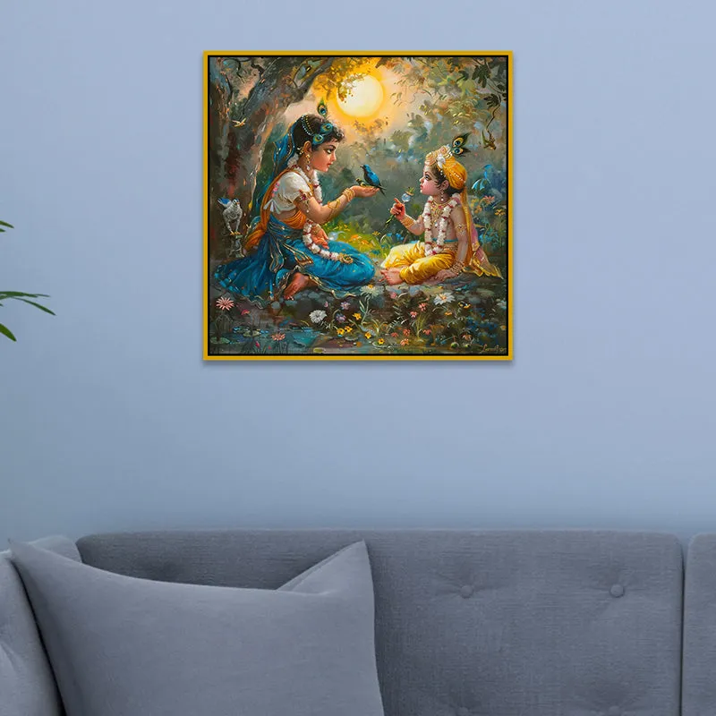 Krishna - Yashodha Canvas Wall Art With Frame media 5