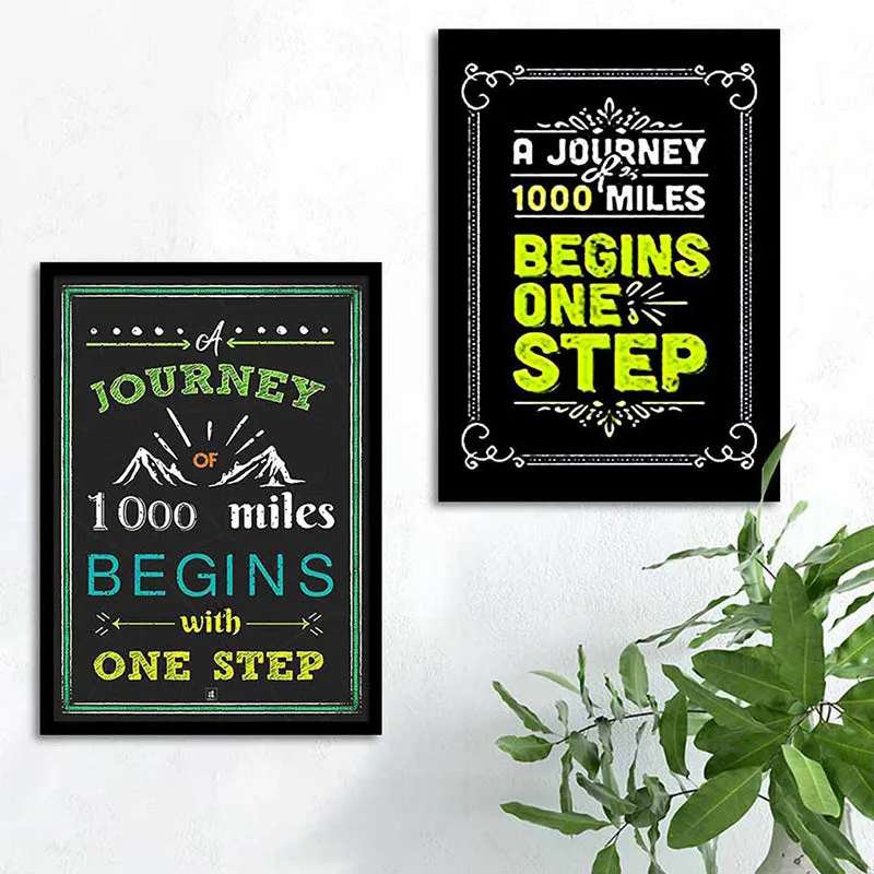 1000 Miles & One Step Wall Art - Set Of Two media 1
