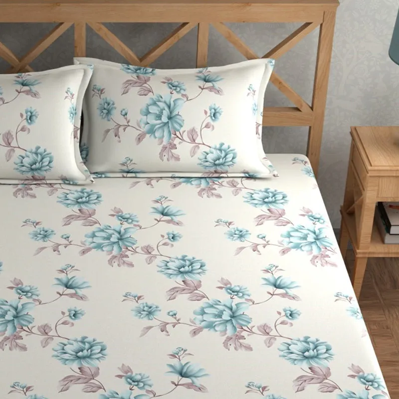 Blue Blooms Floral Microfiber Microfiber Bedsheet - 150 GSM media 3