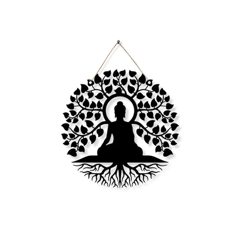 Buddha with Planetary Phases Iron Wall Accent - Set Of Three media 5