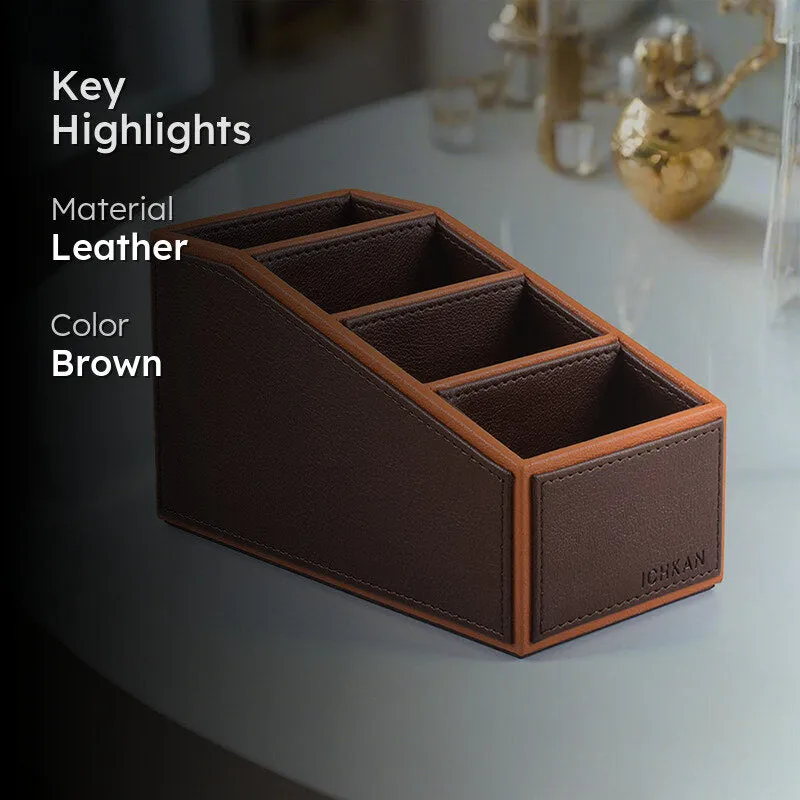 Tisca Slant Faux Leather Desk Organizer - Brown media 2