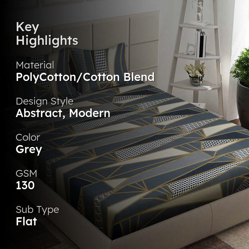 Fractal Gems Abstract Cotton Blend Bedsheet - 130 GSM media 2