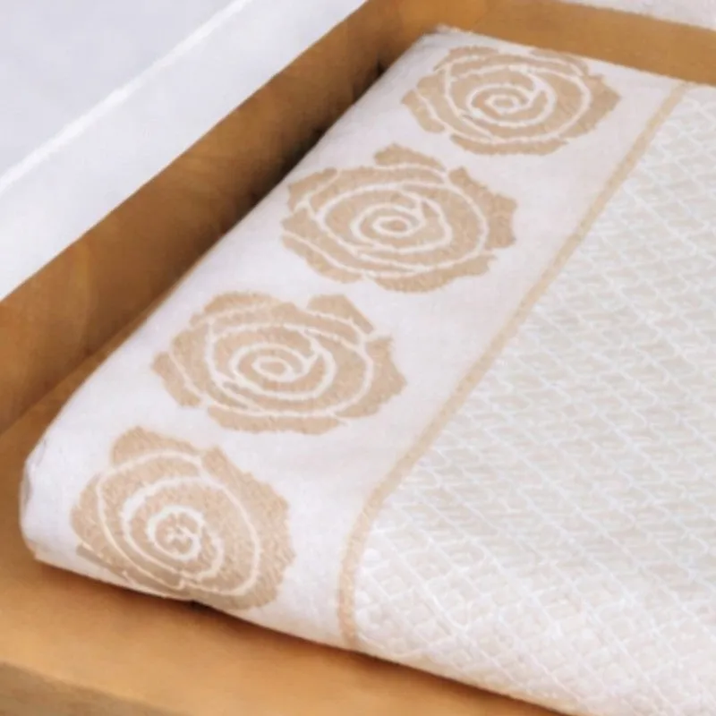 Rosette Cotton Bath Towel (Beige) - Set Of Two media 7