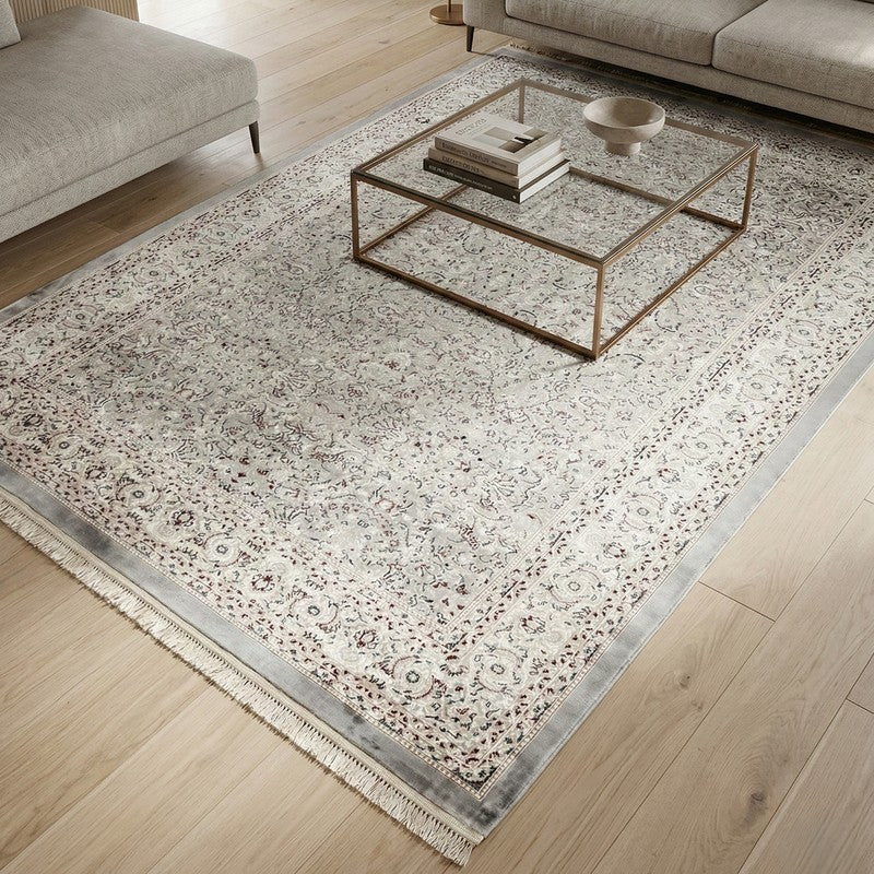 Kashira Art Silk Carpet - Grey - 4 x 6 ft