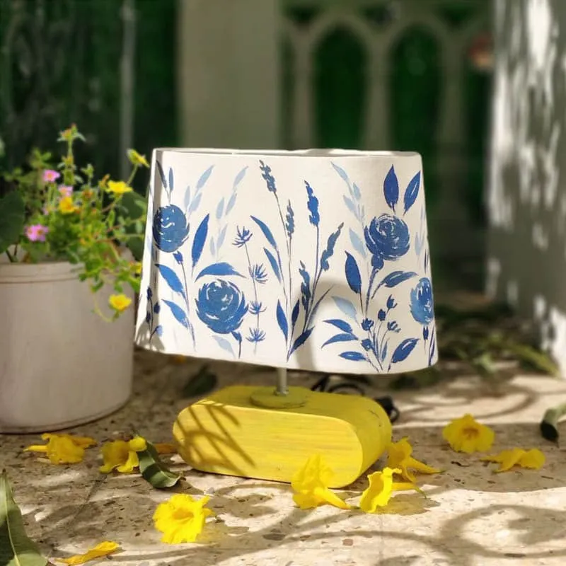 Indigo Bloom Glam Handpainted Fabric Table Lamp - Multicolor media 3