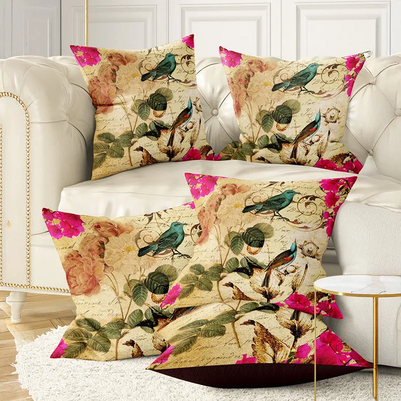 Vintage Tropics Printed Cushion Cover - Set Of Five media 1