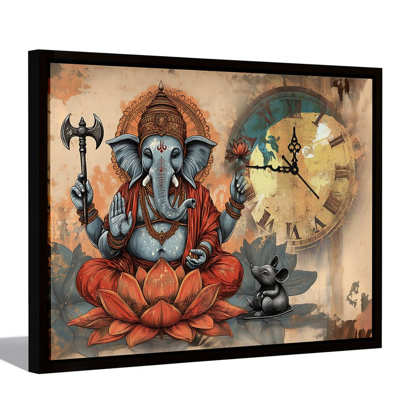 Bliss Ganesha Wall Art With Clock media 4