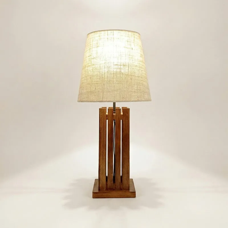 Ivory Beam Wooden Table Lamp media 4