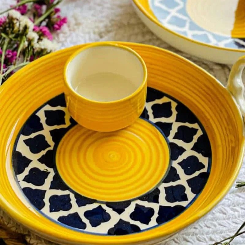 Alkina Ceramic Platter Yellow - Set of Two media 4