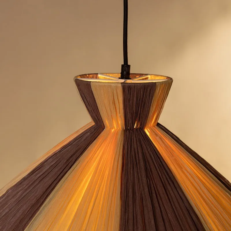 Fig Living Warmora Raffia Ceiling Lamp - Brown & Beige media 8