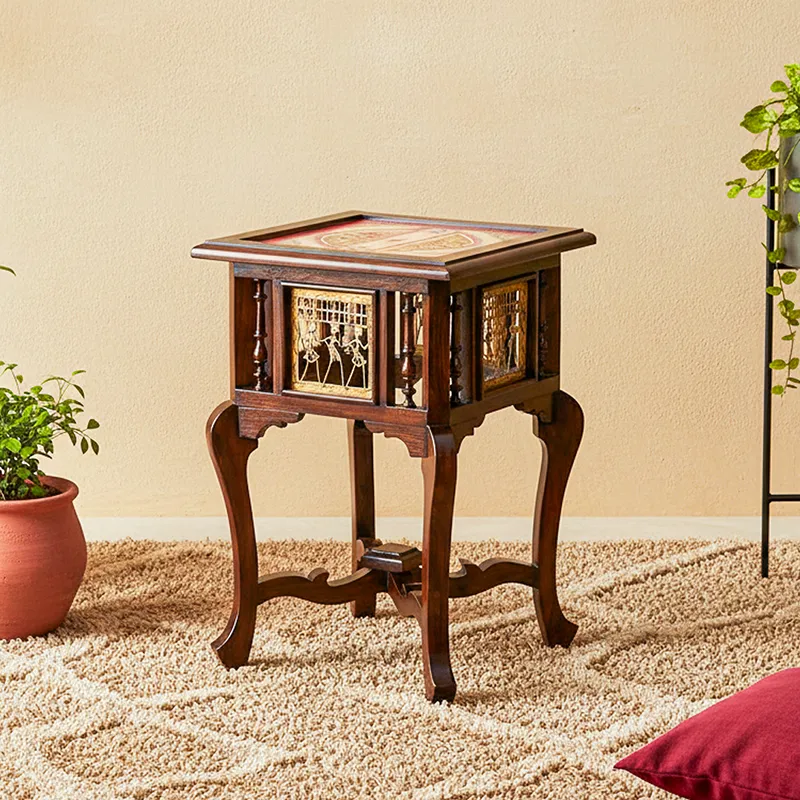 Harbi Teak Wood Side Table media 1