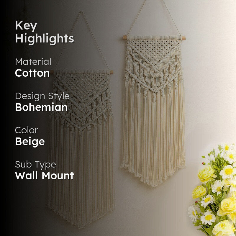 Melle Macrame Cotton Wall Accent - Set Of Two media 2