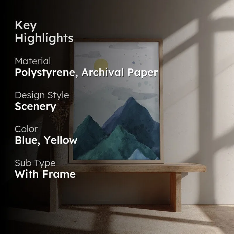 Azure Peaks Archival Paper Wall Art - Natural Brown Frame media 2