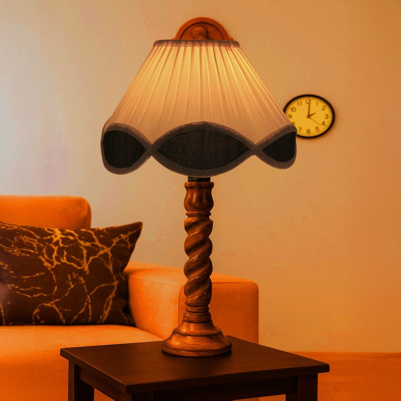Elvane Arin Wooden Table Lamp - OffWhite