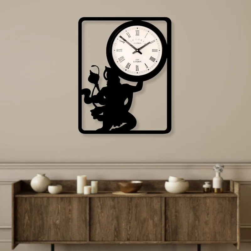 Jai Hanuman Steel Analog Wall Clock - Black media 3