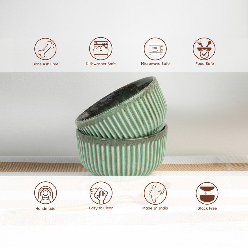 Mintora Green Ceramic Serving Bowls - Set Of Two media 6