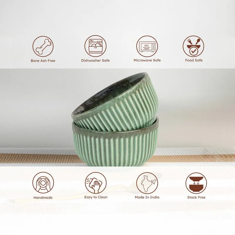 Mintora Green Ceramic Serving Bowls - Set Of Two media 6