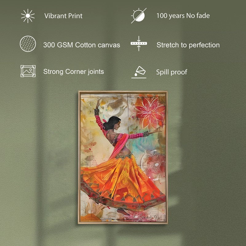 Garba Grace Canvas Traditional Wall Art With Frame media 4