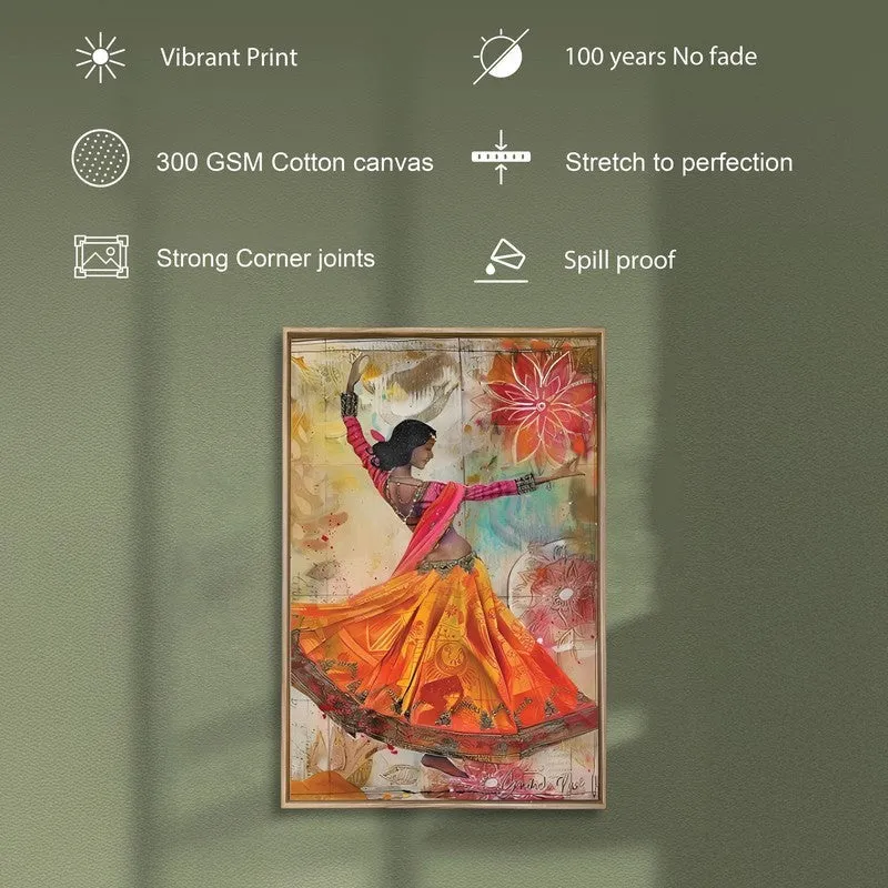 Garba Grace Canvas Traditional Wall Art With Frame media 4