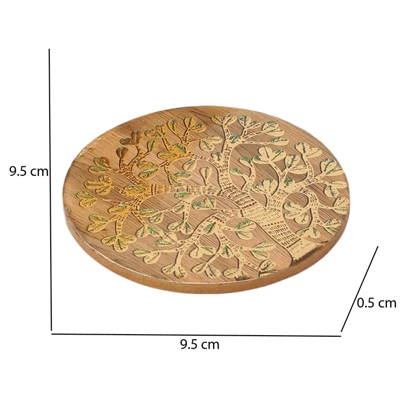 Sona Patta Wooden Coaster with Stand - Seven Piece Set media 6