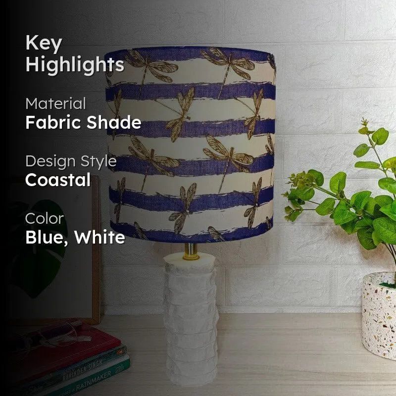 Dragonfly Buzz Scuplt Hand Crafted Fabric Table Lamp - Blue,White media 2