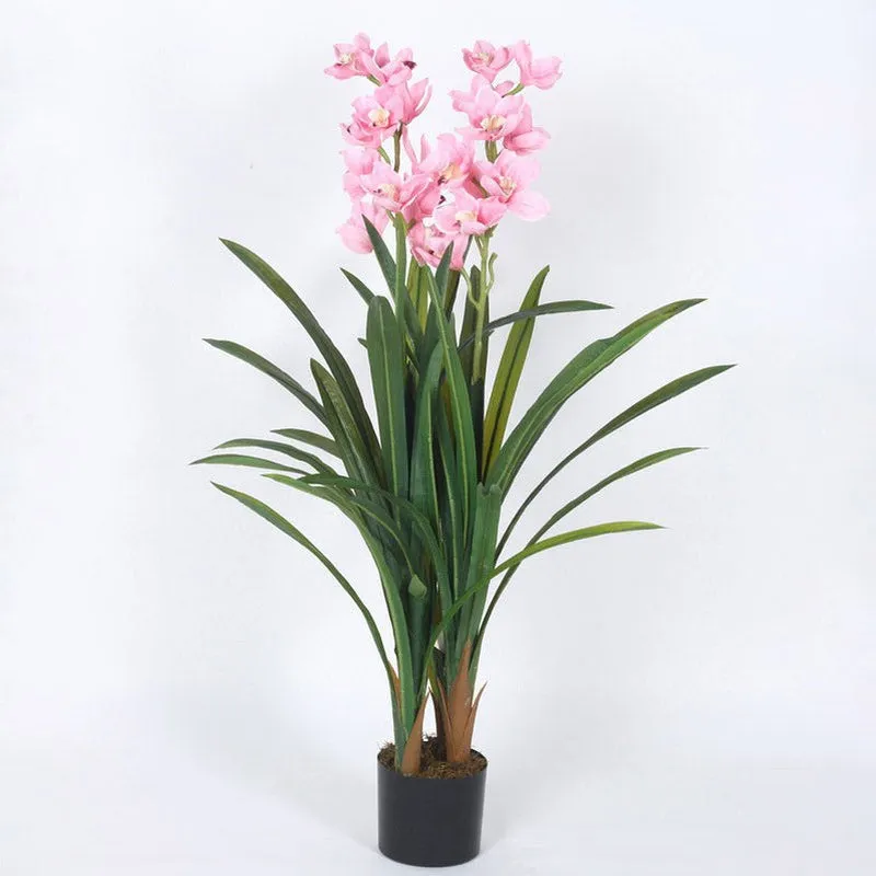 Faux Realtouch Pink Orchid Artificial Plant With Black Plastic Pot - 3.9 Feet media 4