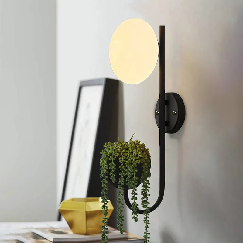 Folium Glass & Metal Wall Lamp - Black media 1