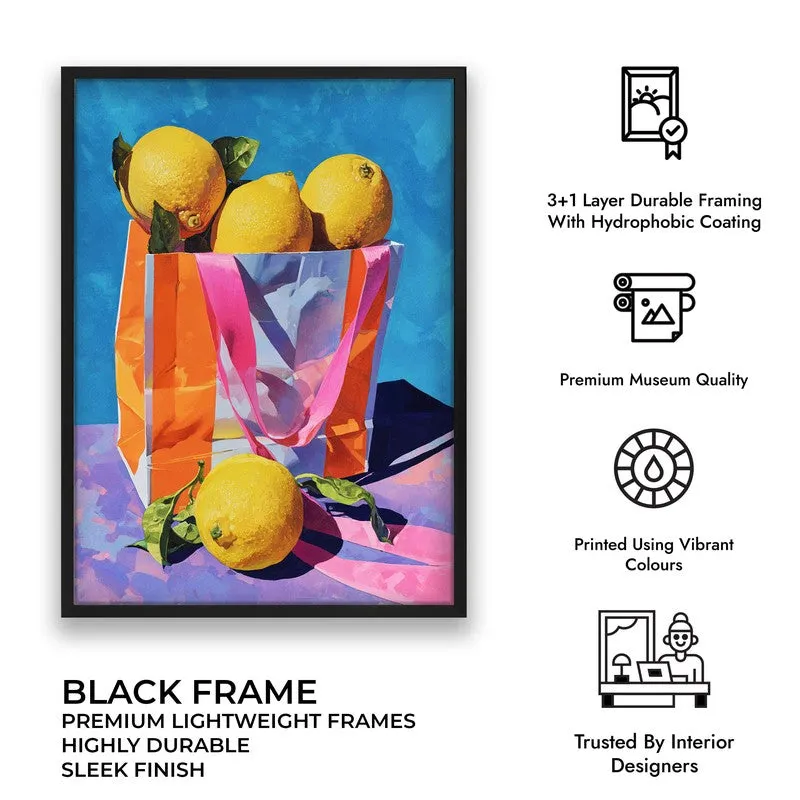 Citrus Tote Canvas Wall Painting - Black Frame media 9
