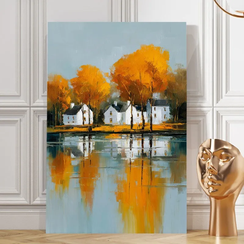 Golden Trees Reflection Canvas Wall Art media 8