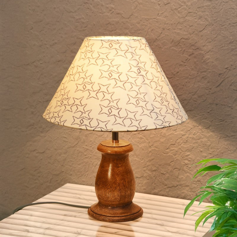StyleAura Designer Bedside Wooden Table Lamp - White,Brown