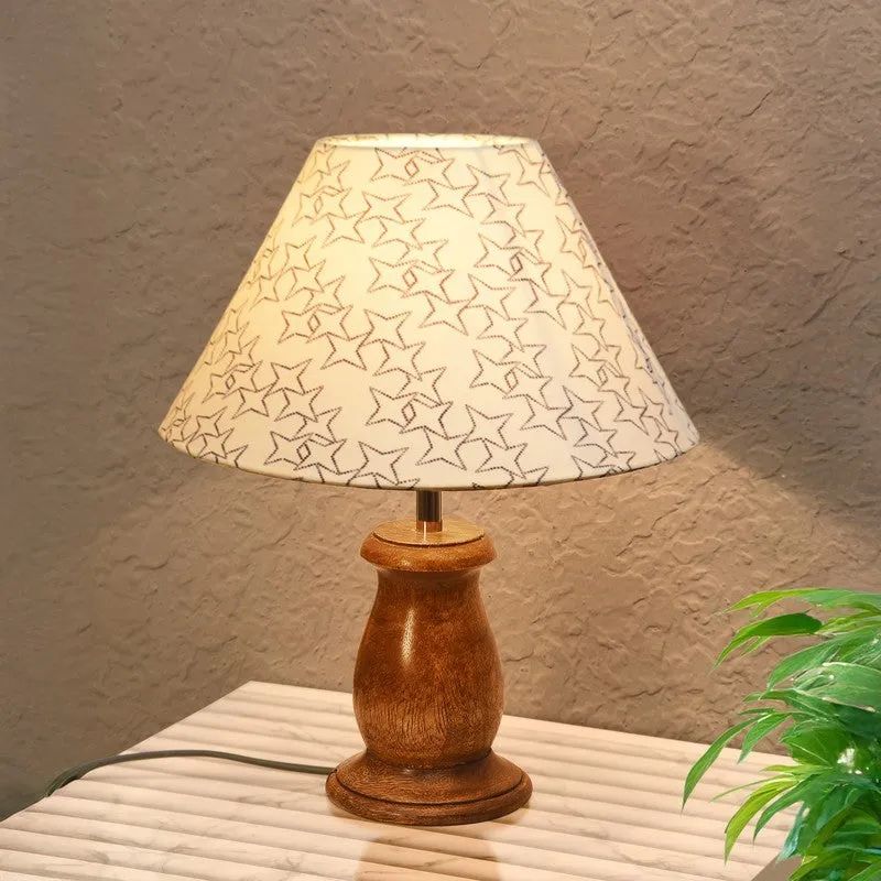 StyleAura Designer Bedside Wooden Table Lamp - White,Brown media 1