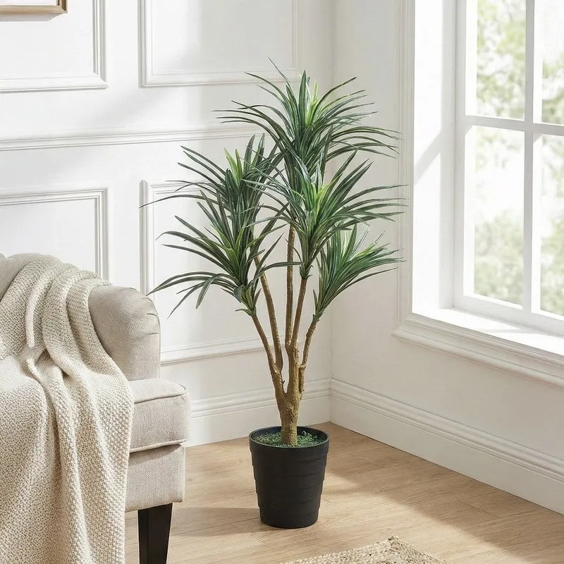 Zylo Artificial Red Green Yucca Plant With Black Plastic Pot 3 ft media 2