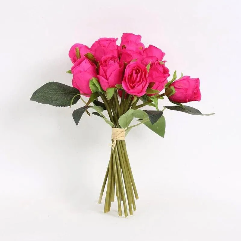 Faux Rose Flower Bunch - Dark Pink media 4