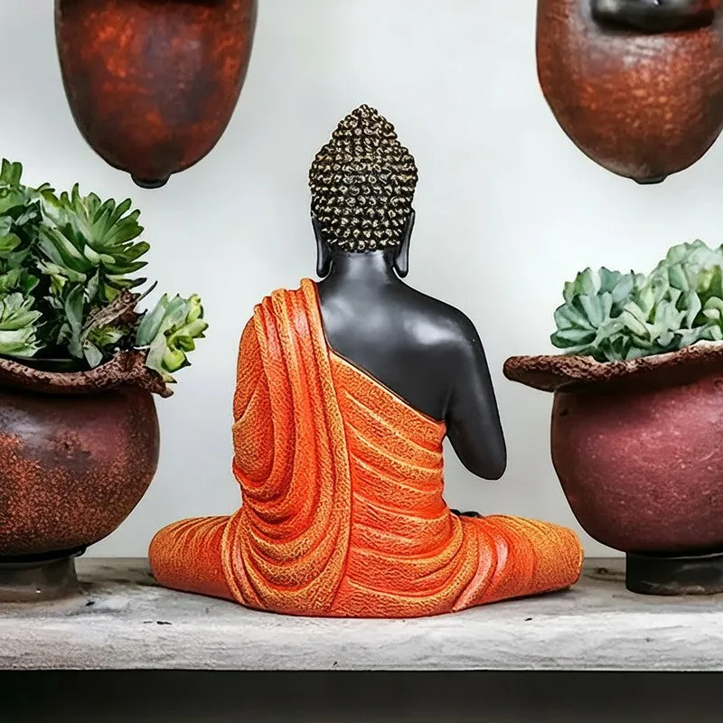 Divine Stillness Buddha Marble Idol - Orange media 4