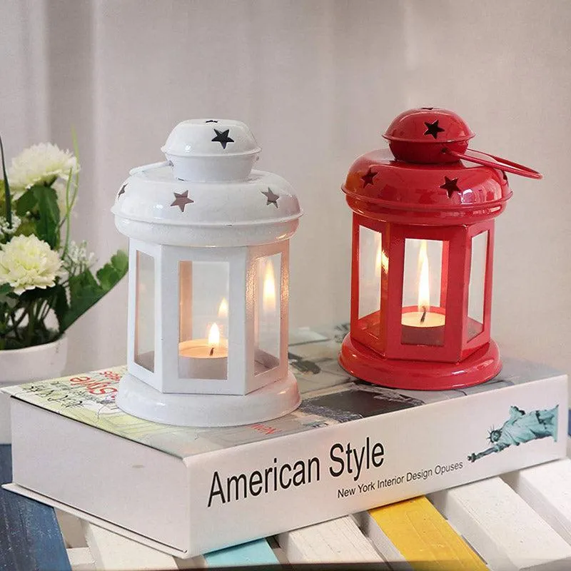 Vaira Lantern Tealight Candle Holder (Red & White) - Set Of Two media 1