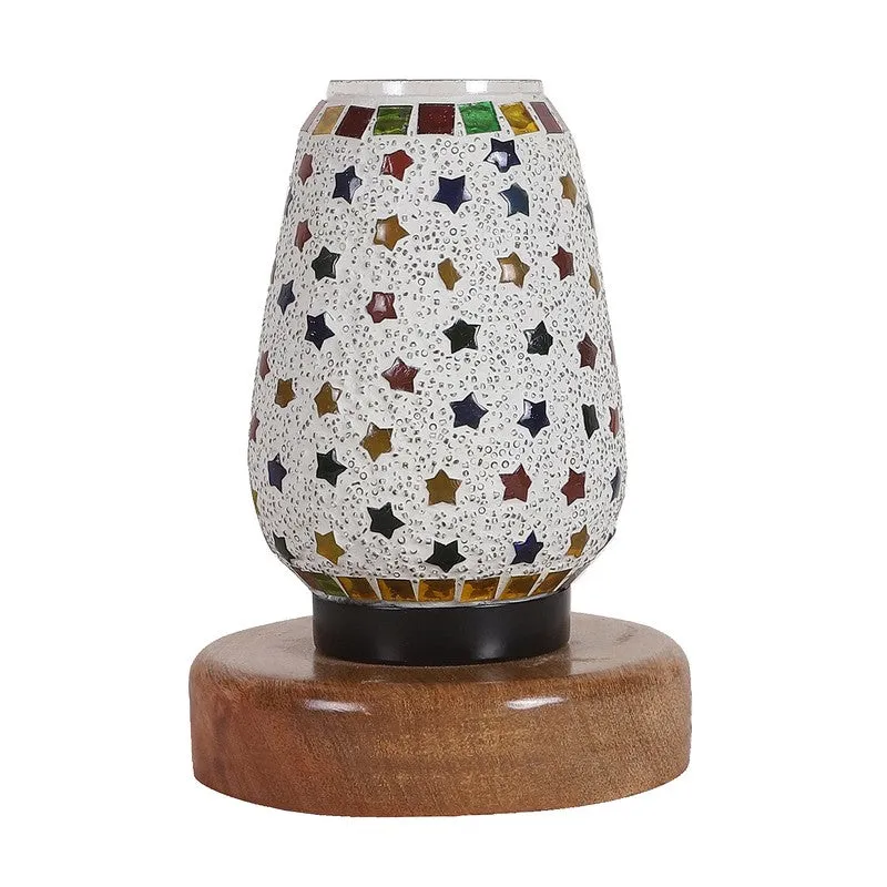 Blazeon Glass Table Lamp With Wooden Base - Multicolor media 5